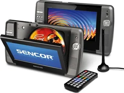 SENCOR Přenosný LCD DVD přehrávač + TV SPV 7764TD, 2 x LCD 7" (18 cm), DVB-T, DivX, XviD, MPEG4, DVD+-R/RW, USB, SD