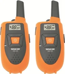 SENCOR Sada dvou vysílaček SMR 500 TWIN, dosah až 10 km, dobíjecí baterie, LCD, VOX