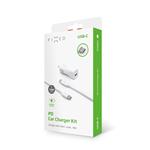 Set autonabíječky FIXED s USB-C výstupem a USB-C/USB-C kabelu, podpora PD, 1 metr, 18W, bílý