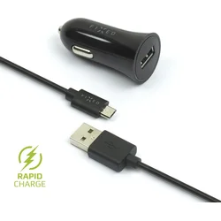 Set autonabíječky FIXED s USB výstupem a USB/micro USB kabelu, 1 metr, 12W, černá