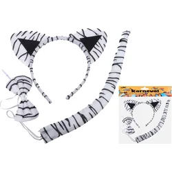 Set karneval W026112 - čelenka bílý tygr