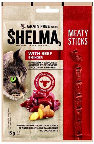 SHELMA Sticks s hovězím a zázvorem GF 15 g, 4ks