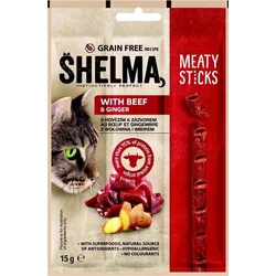 SHELMA Tyčinky s hovädzím mäsom a zázvorom GF 15 g, 4ks