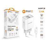 Sieťová nabíjačka ALIGATOR USB-C 2xUSB výstup, 2,4 A, inteligentný IC, biela