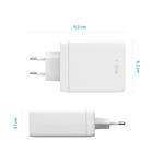 Sieťová nabíjačka FIXED GaN s výstupom 3xUSB-C a USB, podpora PD 3.0, 100 W, biela