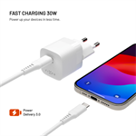Sieťová nabíjačka FIXED Mini GaN s výstupom USB-C a podporou PD, 30 W, biela