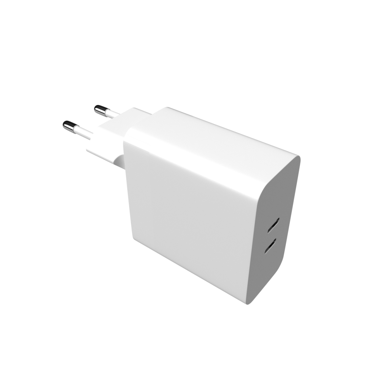 Sieťová nabíjačka FIXED s výstupom 2x USB-C, podpora PD, 65 W, biela