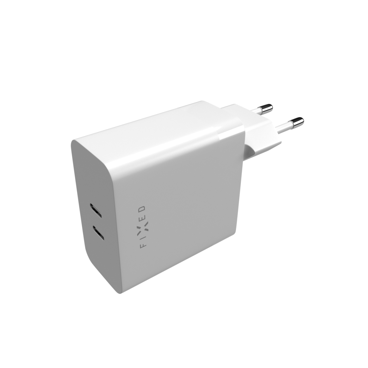 Sieťová nabíjačka FIXED s výstupom 2x USB-C, podpora PD, 65 W, biela