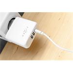 Sieťová nabíjačka FIXED s výstupom USB-C a 2xUSB, podpora PD, 45 W, biela