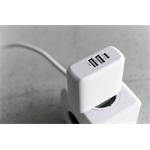 Sieťová nabíjačka FIXED s výstupom USB-C a 2xUSB, podpora PD, 45 W, biela