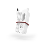 Sieťová nabíjačka Hama s predlžovacím káblom, 2x USB-A, 1x el. Euro zásuvka, 1,9 m