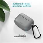Silikónové puzdro Epico s karabínou | AirPods Pro 3 | sivé | bezpečnostná karabína