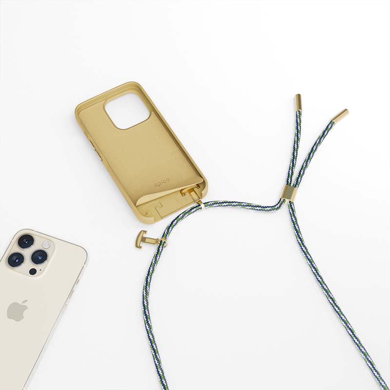Silikónové puzdro EPICO so šnúrkou pre iPhone 14 Plus (6,7") – piesková farba