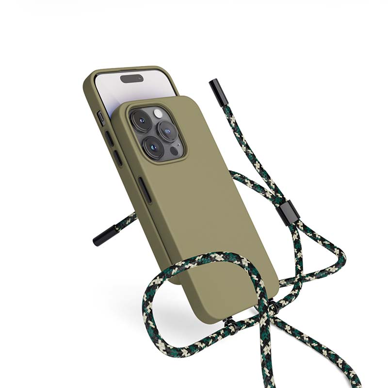Silikónové puzdro EPICO so šnúrkou pre iPhone 14 Plus (6,7") – zelené