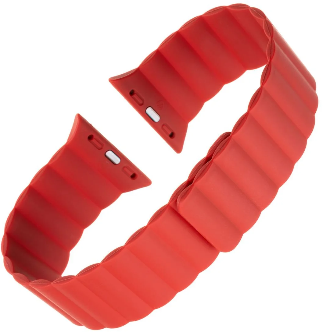 Silikónový remienok FIXED Magnetic Strap s magnetickým zapínaním pre Apple Watch 38 mm/40 mm, červený FIXMST-436-RD
