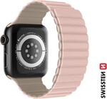 Silikónový remienok Swissten Magnetic pre Apple Watch 42/44/45/49 mm, ružová/cappuccino