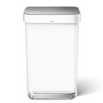 Simplehuman Pedálový odpadkový koš Simplehuman 45 l, bílá ocel, kapsa na sáčky