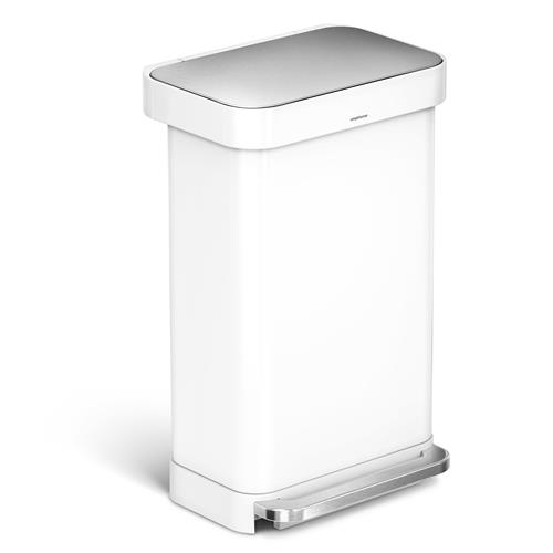 Simplehuman Pedálový odpadkový koš Simplehuman 45 l, bílá ocel, kapsa na sáčky