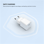 Síťová GaN nabíječka FIXED Mini s USB-C výstupem a podporou PD, 30W, bílá