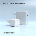 Síťová GaN nabíječka FIXED Mini s USB-C výstupem a podporou PD, 65W, bílá