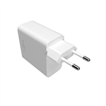 Síťová nabíječka FIXED s 2x USB-C výstupem, podpora PD, 65W, bílá