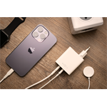 Síťová nabíječka FIXED s 2x USB-C výstupem, podpora PD, 65W, bílá