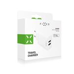 Síťová nabíječka FIXED s 2xUSB výstupem, 15W Smart Rapid Charge, bílá