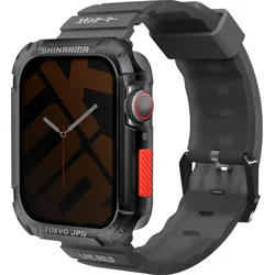 SKINARMA Shokku remienok pre Apple Watch 45/44/42 mm + SKINARMA Kurono puzdro pre Apple Watch 45/44 mm, dymová