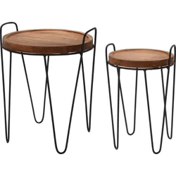 Skladací stôl Homestyling TEAK, 2 ks