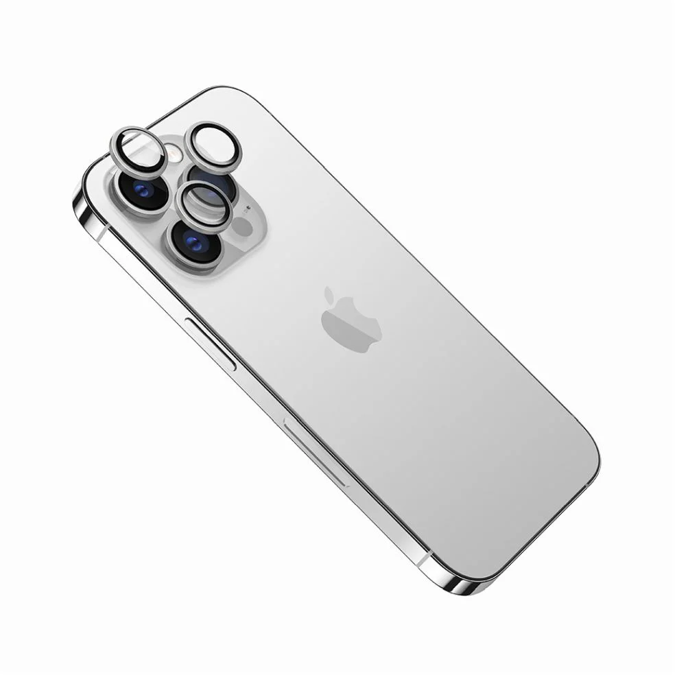 Sklo na fotoaparát FIXED pre Apple iPhone 15 Pro/15 Pro Max, strieborné