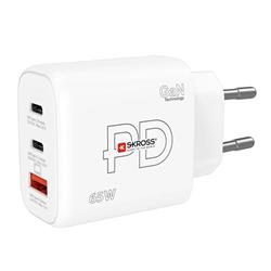 SKROSS Nabíjací adaptér USB A+C Nabíjačka 65W GaN EU, Power Delivery, typ C
