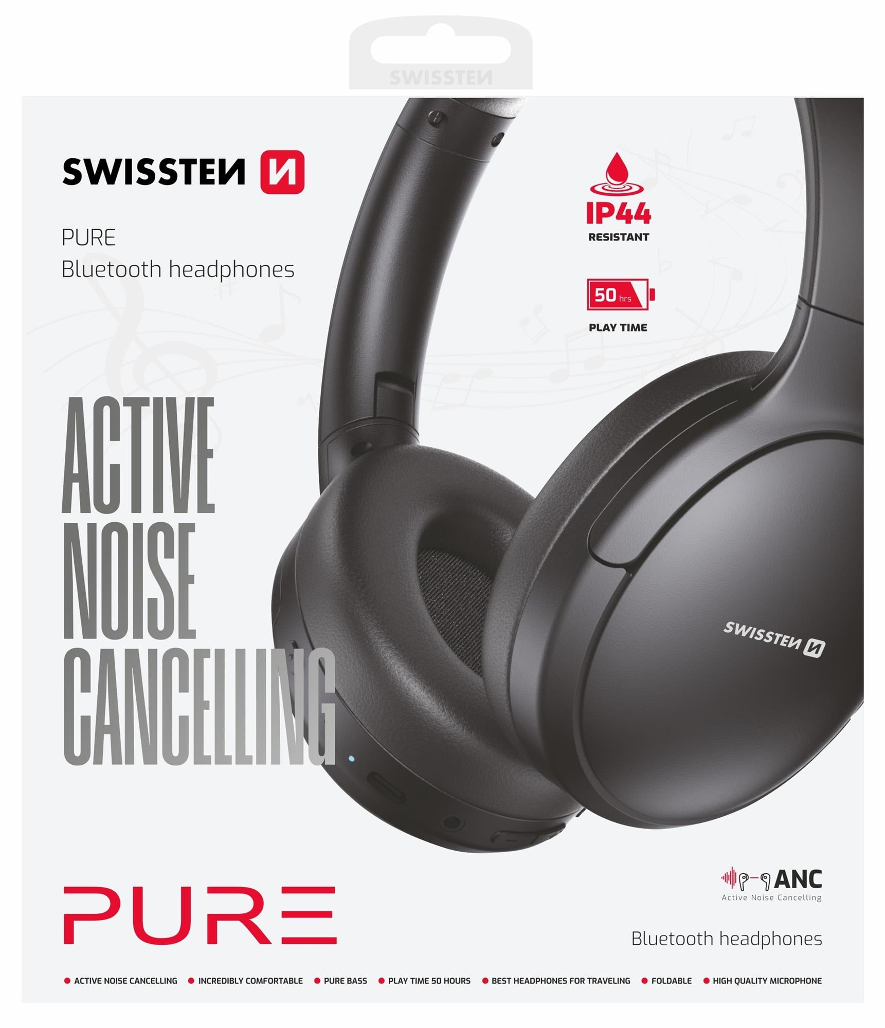 Slúchadlá Swissten ANC Pure, čierne