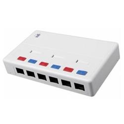 SOLARIX víceportový box, CAT5E, UTP, 6 x RJ45, bílý