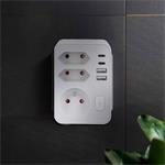 Solight hub, 1x 16A + 2x 2,5A, 2xUSB A+C, biely, vypínač