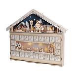 Solight LED adventní kalendář - horská chata, 10x LED, 50x40cm, 2x AA