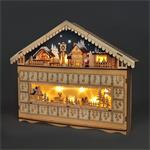 Solight LED adventný kalendár - horská chata, 10x LED, 50x40cm, 2x AA