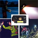 Solight LED čelová nabíjecí svítilna, 3W + COB,150 + 120lm, Li-ion, USB