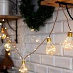 Solight LED dekoratívne žiarovky na prírodnom lane, 10x žiarovka, 30LED, 180cm, časovač 3x AA