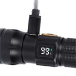 Solight LED dobíjacia baterka s displejom, 200lm, zoom, Li-Ion