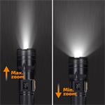 Solight LED dobíjacia baterka s displejom, 200lm, zoom, Li-Ion