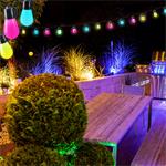 Solight LED inteligentná vonkajšia reťaz s RGB žiarovkami, bluetooth, 15 žiaroviek, 14m+6m, 10W