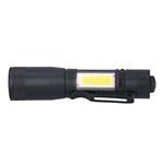 Solight LED kovová lampa 3W + COB, 150 + 60lm, AA, čierna