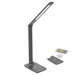 Solight LED stmievateľná lampa s bezdrôtovým nabíjaním, 10 W, stmievateľná, sivá