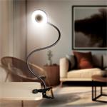 Solight LED stmievateľná stolná lampa s klipom, 300 lm, nastaviteľná teplota svetla, USB