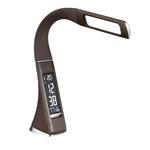 Solight LED stolná lampa s displejom, 6W, 4100K, koža, hnedá