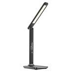 Solight LED stolná lampa s displejom, 9 W, voliteľná teplota svetla, koža, čierna