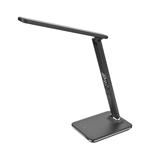 Solight LED stolná lampa s displejom, 9 W, voliteľná teplota svetla, koža, čierna
