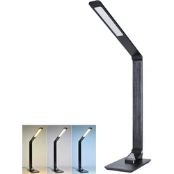 Solight LED stolní lampička stmívatelná, 8W,  display, změna chromatičnosti, hliník, černá