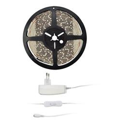 Solight LED svetelný pás s testerom, 5 m, sada s adaptérom 12V, 4,8 W/m, IP20, studená biela