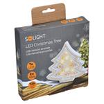 Solight LED vánoční stromek, dřevěný dekor, 6LED, teplá bílá, 2x AAA